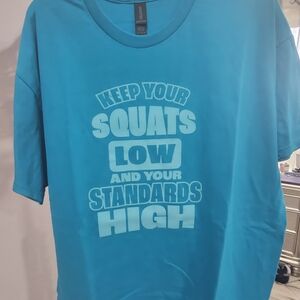 Blue Graphic T-Shirt with Motivational Text